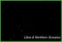 Photograph showing the constellation of Libra, the Balance and the Northern region of Scorpius, the Scorpion. Click for a full-size photo, 57 KB (Copyright Martin J Powell, 2006)