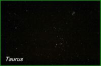 Photograph showing the constellation of Taurus. Click for a full-size version, 288 KB (Copyright Martin J Powell, 2011)