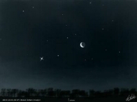 Venus, Spica, Saturn & the Moon sketched by Krzysztof Kida on December 1st 2010 (click for full-size image, 6 KB) (Image: Krzysztof Kida/ASOD)