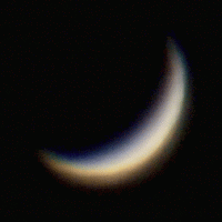 Animation showing Venus through the telescope at 15% phase. Click for full-size animation, 261 KB (Copyright Martin J Powell 2008)