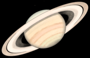 Saturn sketched by Paul G Abel in August 2021 (Image: Paul G Abel/ALPO-Japan)