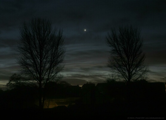 Venus appears between clouds during the planet's morning apparition in November 2020 (Copyright Martin J Powell 2020)