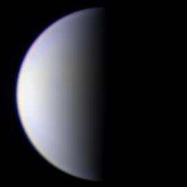 Venus at half-phase imaged by Tiziano Olivetti in May 2023 (Image: Tiziano Olivetti/ALPO-Japan)